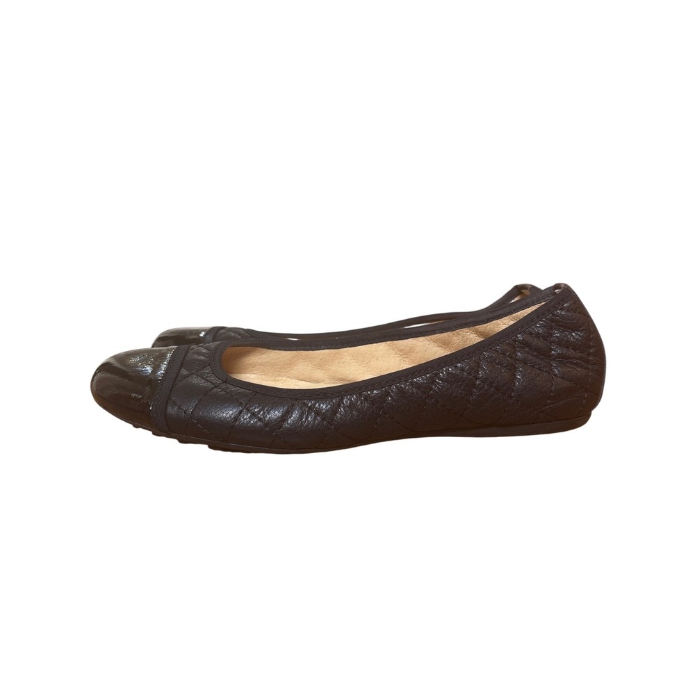 FS/NY Comfort‎ Ballet Flats Women Black Quilted Patent Cap Toe Italy SIZE 38